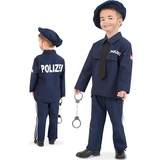 KarnevalsTeufel Kinderkostüm Polizei Austria Anzug mit Krawatte und Mütze, Polizist, Ordnungshüter, Karneval, Mottoparty (104)