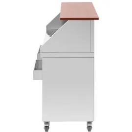 Royal Catering Mobile Cocktail-Station 150 cm Theke in Holzoptik Eisbehälter Flaschenhalter -