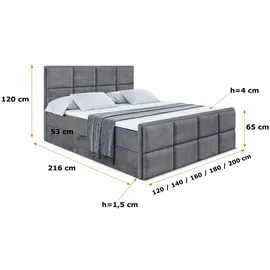 altdecor BOXBETT NOVA-Z - 160 x 200 - H3 - Dunkelgrau