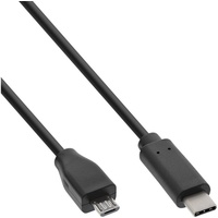 InLine USB 2.0 Kabel, USB-C Stecker an Micro-B Stecker, schwarz, 2m