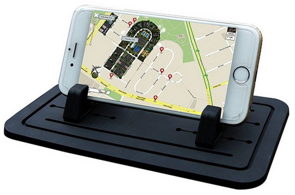 L & P Car Design Auto Antirutschmatte Haftpad Ablage iPhone Samsung Handy-Halterung, (1 Stück, 3-tlg., kompatibel mit vielen Smartphones) schwarz