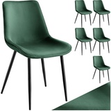 Tectake 6er Set Stuhl Monroe Samtoptik - dunkelgrün