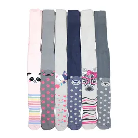 TupTam Strumpfhose Mädchen Bunt Gemustert 6er Pack – Warme Strickstrumpfhosen für Herbst und Winter, Farbe: Farbenmix 3, Größe: 116-122 - 116-122