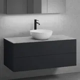 neoro n50 Unterschrank B: 120 cm mit 2 Auszügen, Waschtisch Ø 45 cm weiß matt, B: 120.5 BN0106WM+BN0424BM+BN0404C3