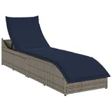vidaXL Klappliege mit Auflage und Stauraum Grau Poly-Rattan