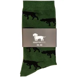 Krawattendackel Socken mit Vorstehhund, grün-schwarz, 36/40