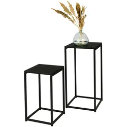 WDMT 2er-Set Beistelltische - Minimalistisches Metalldesign - Schwarz