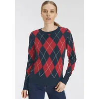 DELMAO Rundhalspullover DELMAO Gr. 36/38, rot (rot-marine) Damen Pullover mit Rautenmuster - NEUE MARKE