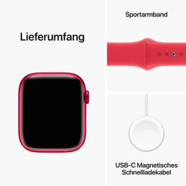 Apple Watch Series 9 GPS + Cellular 45 mm Aluminiumgehäuse (product)red, Sportarmband (product)red S/M