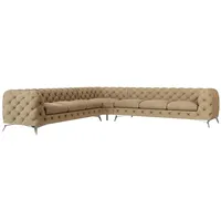 s-style möbel - Chesterfield Ecksofa River mit Metall Füßen Beige Samt