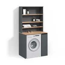livinity® Waschmaschinenschrank Paolina 93,6 x 88,2 cm Anthrazit/Goldkraft Eiche