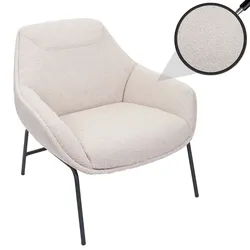 Lounge-Sessel MCW-J77, Cocktailsessel Sessel, Bouclé Stoff Metall ~ creme-beige