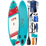CFB SUP-Board Set 320x84x15 cm, Bis zu 160 kg, extra breites iSUP, aufblasbares Stand Up Paddle Board, (großes EVA-Deckpad, SUP Komplett-Set, 12 tlg., mit Paddel, Pumpe, Rucksack, Drybag, Handyhülle & Schultergurt), Surfboard, Paddelboard mit 3-Finnen-System für Anfänger und Erwachsene rot