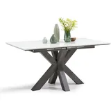 set one by Musterring Esstisch mit Auszug Chicago 160/210 x 90 cm Glas Weiß