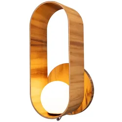 Sfera Wandleuchte aus Teak Holz Opalglas