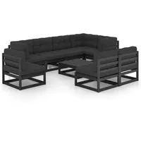 vidaXL 9-tlg Garten-Lounge-Set mit Kissen Massivholz Kiefer