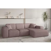 Fun Möbel Ecksofa Designersofa CELES PREMIUM in Stoff Scala Lavendel Ottomane Rechts - Rosa