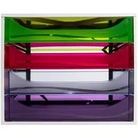 Exacompta 228699D ECOBOX Schubladenbox mit 4 Schubladen - Regenbogen