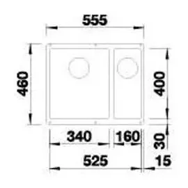 Blanco Subline 340/160-U links felsgrau + Handbetätigung + InFino