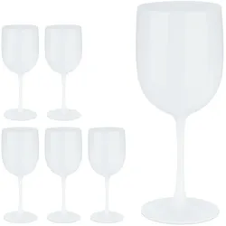 Relaxdays Weingläser Kunststoff, 6er Set, bruchsicher, BPA-frei, 400 ml, Mehrweg Rotweingläser, Camping Weinkelche, weiß