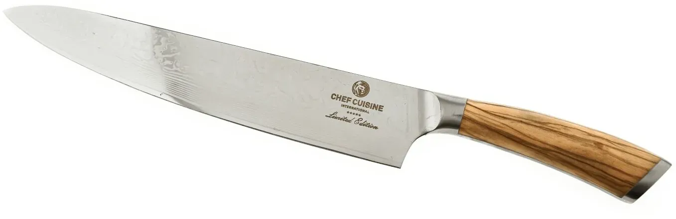 Chef Cuisine Damast Chef-Messer 25,4 cm für Fleisch, Fisch und Gemüse aus Edelstahl und Olivenholz
