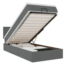 vidaXL Ottomane Bett mit Matratze & LEDs Dunkelgrau 90x200 cm Stoff