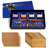ZUSUZU Kalligraphie Set 28-teilig – Retro-Kalligraphie Feder mit 10 Federn,4 farbigen Tinten,Bronzehalter,Papier & Umschlägen – Ideal für Anfänger zum Üben,Praktisch & Elegantes Geschenk