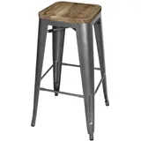 Bolero Barhocker 4er Set Stahl Holz grau