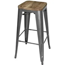 Bolero Barhocker 4er Set Stahl Holz grau