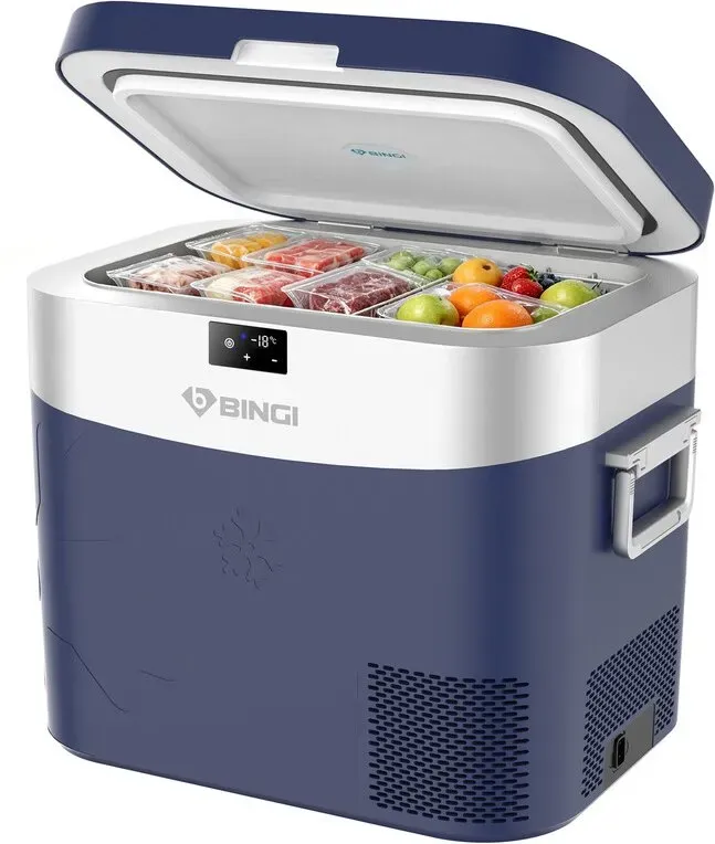 BINGI 22L Kompressor-Kühlbox tragbar, 12/24V DC Auto-Gefrierbox elektrisch mit Schnellkühlung, Mini-Reisekühlschrank für LKW Wohnmobil Camping Picknick Zuhause - Blau