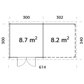 Palmako Gartenhaus Ella 3 x 3 m Grau