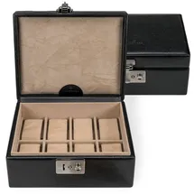Windrose Uhrenbox Beluga mit Leder Schwarz