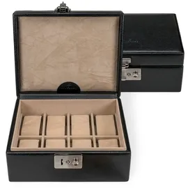 Windrose Uhrenbox Beluga mit Leder Schwarz