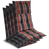 Beautissu Hochlehnerauflage 4x Premium Hochlehnerauflage 120x50x7cm, Grau-Oranage-Weiß-Kariert, Gartenstuhlauflage Hochlehner - Robuster Stoff & UV-Lichtechtheit bunt|grau