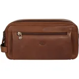 Piké Kulturbeutel PIKÉ, Damen, Gr. B/H/T: 26cm x 13cm x 12cm onesize, braun, Leder, leicht glänzend, unifarben, Taschen Kulturbeutel, echt Leder