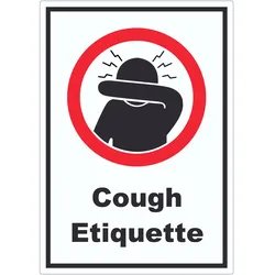 Cough Etiquette Symbol und Text Aufkleber A0 (841x1189mm)