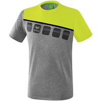 Erima Kinder 5-C T-Shirt, grau melange/lime pop/schwarz, 164