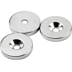 Scheibenmagnet mit Senkbohrung, Neodym vernickelt - 23 mm