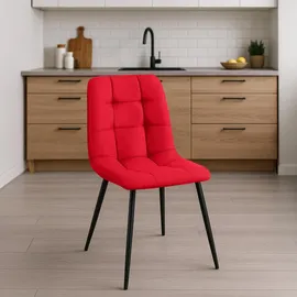CLP 4er Set Esszimmerstühle Antibes Stoff rot