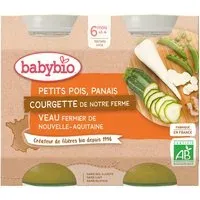 Babybio PETITS POIS PANAIS COURGETTE DE NOTRE FERME VEAU FERMIER NOUVELLE-AQUITAINE dès 6 mois Aliment 400 g