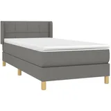 vidaXL Boxspringbett mit Matratze Dunkelgrau 90x200 cm Stoff