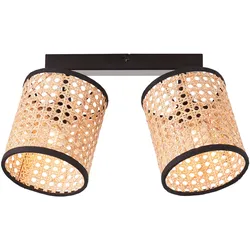 BRILLIANT Deckenstrahler "Wiley", schwarz (holz hell, schwarz), H: 22cm, Lampen, 2flg holz hell/schwarz