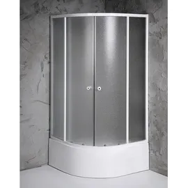 a&n&a aQualine Arlen Duschabtrennung Viertelkreis mit Türanschlag 80 x 150 cm Weiß/Brickglas Btr803