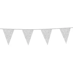 Glitzer Wimpelkette silber 6m
