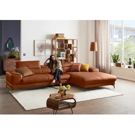 W.Schillig Ecksofa »piedroo, Designsofa mit tollem Sitzkomfort, bequem und elegant, L-Form«, Kopfteilverstellung, wahlweise mit Sitztiefenverstellung, Breite 343cm braun