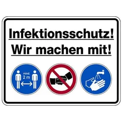 Hygieneschild - Infektionsschutz! Wir machen mit! (Ausführung: Kunststoff)
