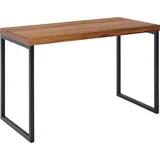 Schreibtisch Sheesham Massivholz / Metall 117x59x76,5 cm Computertisch | Design Bürotisch Klein Dunkel | Laptoptisch Arbeitszimmer - Braun