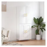 furnicato Sideboard Weißes Highboard aus Holzwerkstoff und Metall 69,5 x 34 x 180 cm (1 St), Stabiler Schrank mit viel Stauraum und Wandhalterung für Wohnzimmer weiß 34 cm x 180 cm x 34 cm