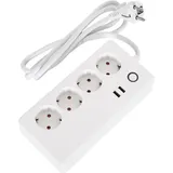 Ledkia - Steckerleiste mit 4 Steckdosen Typ f Schuko + 2 x usb WiFi Weiß