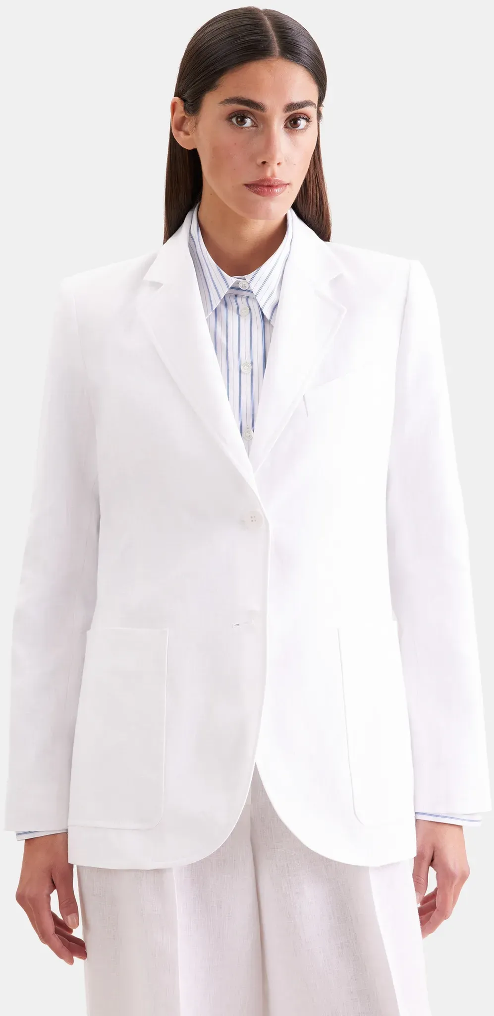 Jackenblazer SEIDENSTICKER, Damen, Gr. 36, weiß, 100% Leinen, unifarben, Blazer
